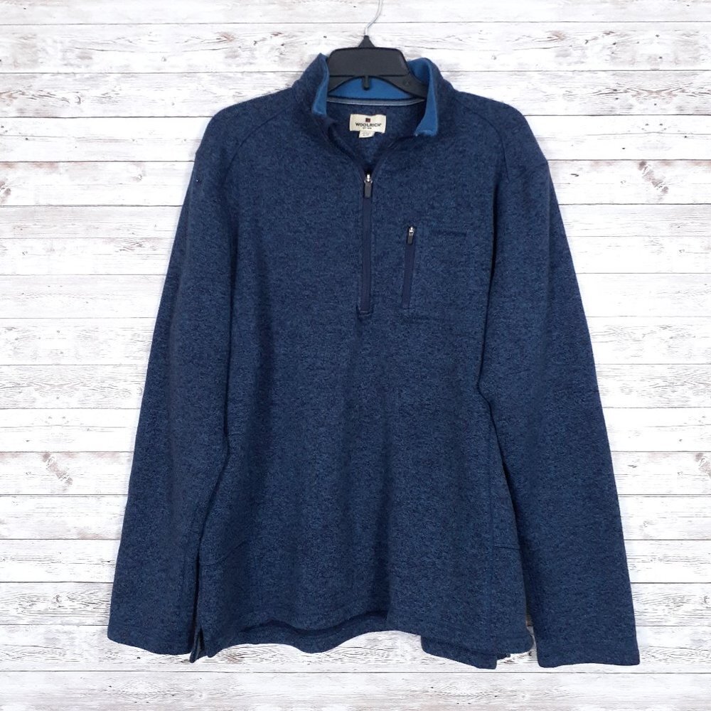 Woolrich Mens Sweater XL Quarter Zip Blue 685A